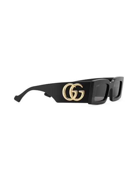 gucci eyewear double g rectangle-frame sunglasses|gucci unisex fashion 54mm sunglasses.